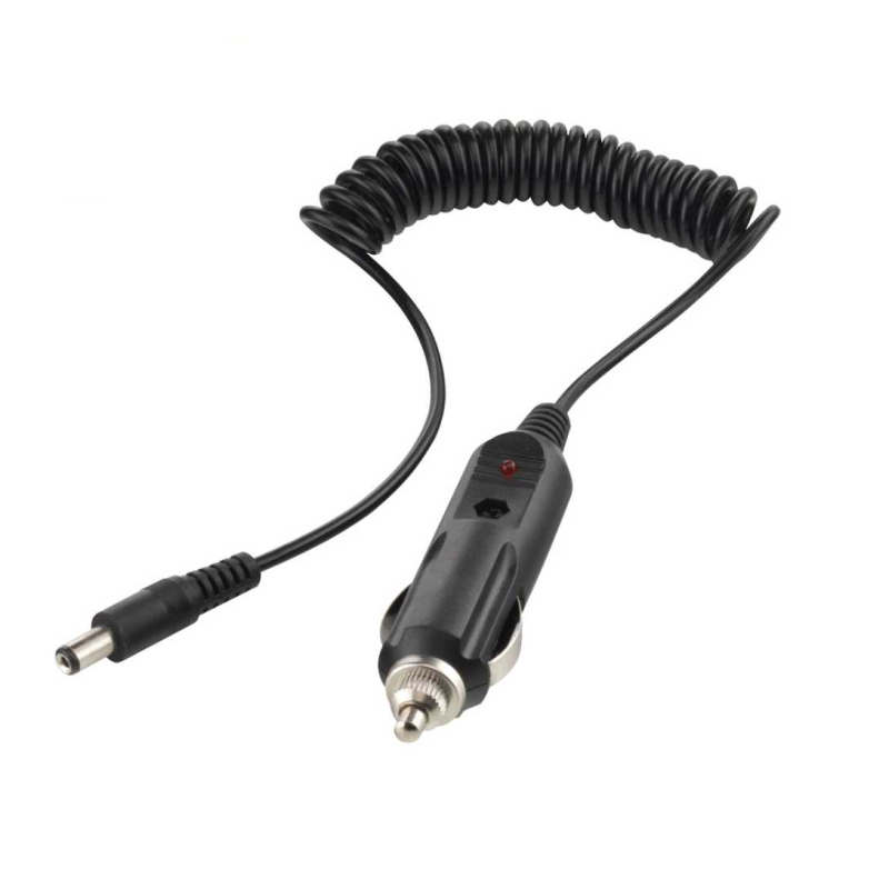 Câble allume-cigare spiralé avec prise jack 5.5 mm 12 volts